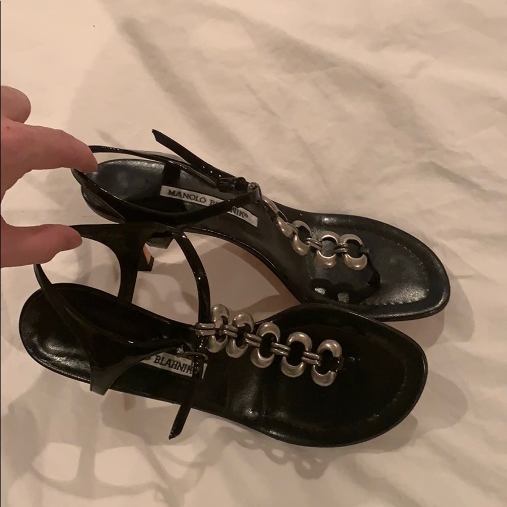 Manolo Blahnik black heeled sandals. Size 7.5.